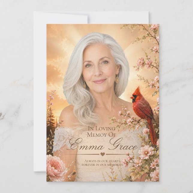 Cardinal Memorial Funeral Program for Her Invitation (Front)