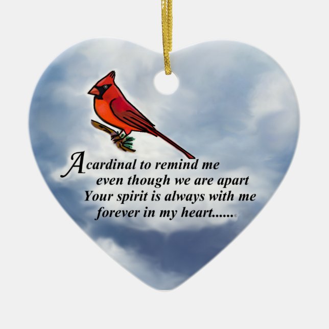 Cardinal Memorial Poem Ceramic Tree Decoration (Front)
