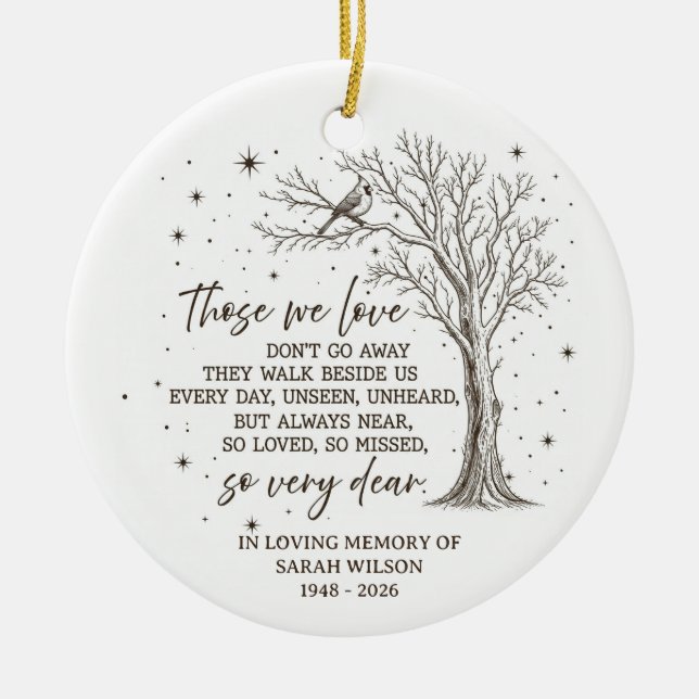 Cardinal Memorial Tree Custom Name Ornament (Front)