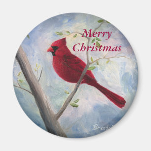 cardinal, Merry Christmas Magnet