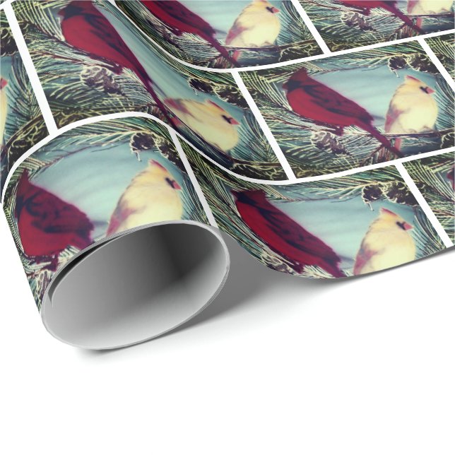 Cardinal Northern Red Bird Pair Wrapping Paper (Roll Corner)