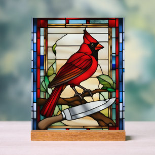 Cardinal of Protection Stained Glass Inspired Acrylic Sign