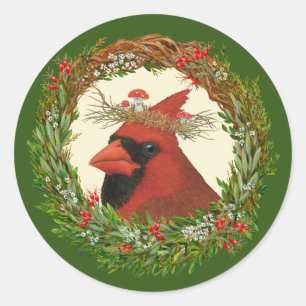 Cardinal of the Woods holiday stickers