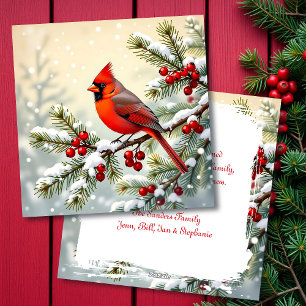 Cardinal on a Snowy Branch Personalised Christmas Holiday Card