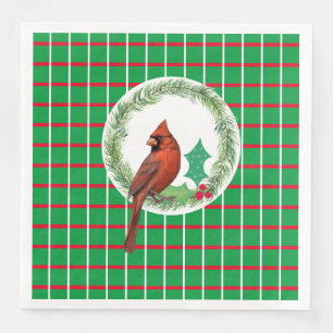 Cardinal On A Wreath Paper Napkin