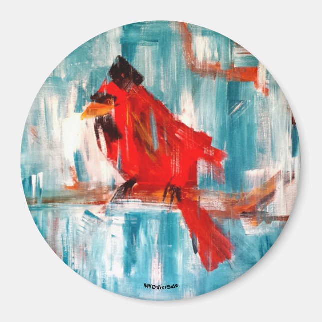 Cardinal on Branch Magnet (Front)