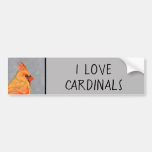 Cardinal on Branch Painting - Original Bird Art Bumper Sticker