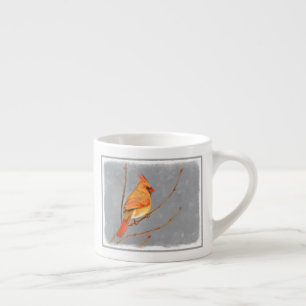 Cardinal on Branch Painting - Original Bird Art Espresso Cup