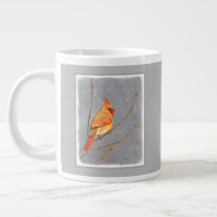 Cardinal on Branch Painting - Original Bird Art