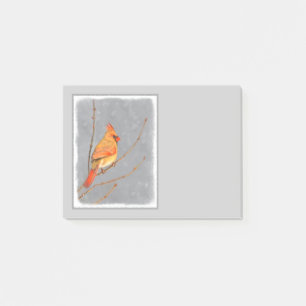 Cardinal on Branch Painting - Original Bird Art Post-it Notes