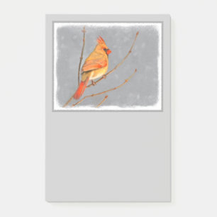 Cardinal on Branch Painting - Original Bird Art Post-it Notes