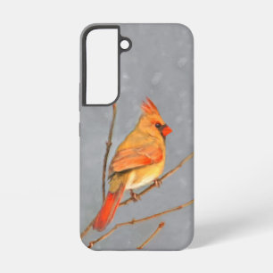 Cardinal on Branch Painting - Original Bird Art Samsung Galaxy Case