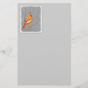 Cardinal on Branch Painting - Original Bird Art Stationery