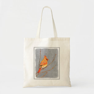 Cardinal on Branch Painting - Original Bird Art Tote Bag