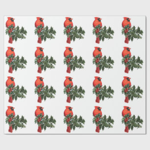 Cardinal on Holly 2 Wrapping Paper