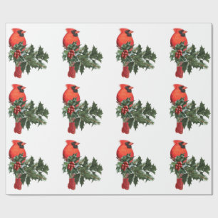 Cardinal on Holly 3 Wrapping Paper