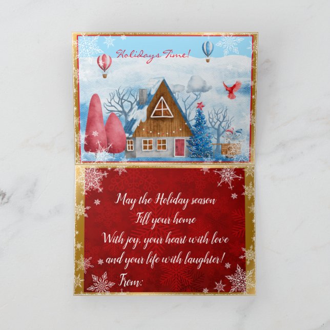 Cardinal on Landscape Customise  Holiday Card (Inside)