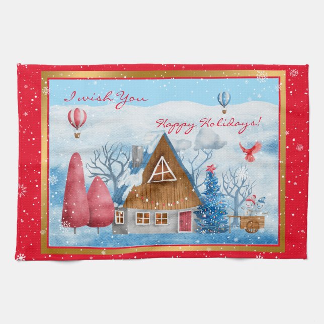 Cardinal on Landscape Customise Tea Towel (Horizontal)