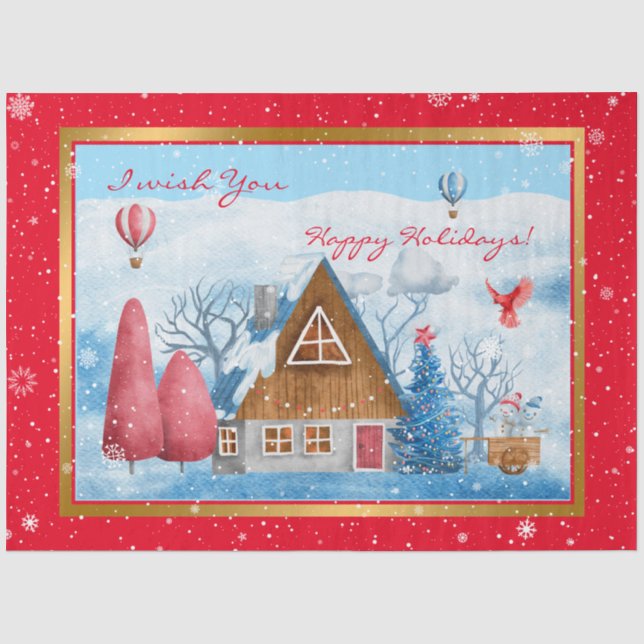 Cardinal on Landscape Customise Tissue Paper (Front)