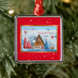 Cardinal on Landscape Customize Metal Tree Decoration