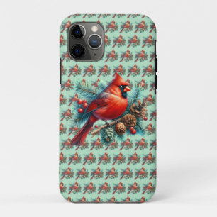 Cardinal on Pine Branch with Winter Berries Case-Mate iPhone Case