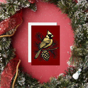 Cardinal On Pine Tree With Pinecone Christmas
