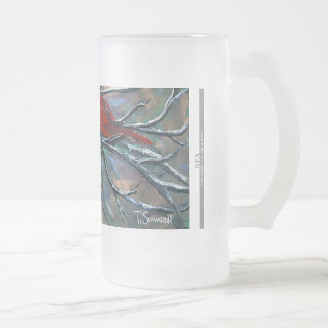 "Cardinal on the Elk" Frosted Tall Mug (Right)