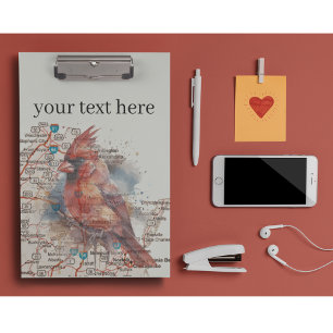 Cardinal on Virginia Road Map customisable Clipboard