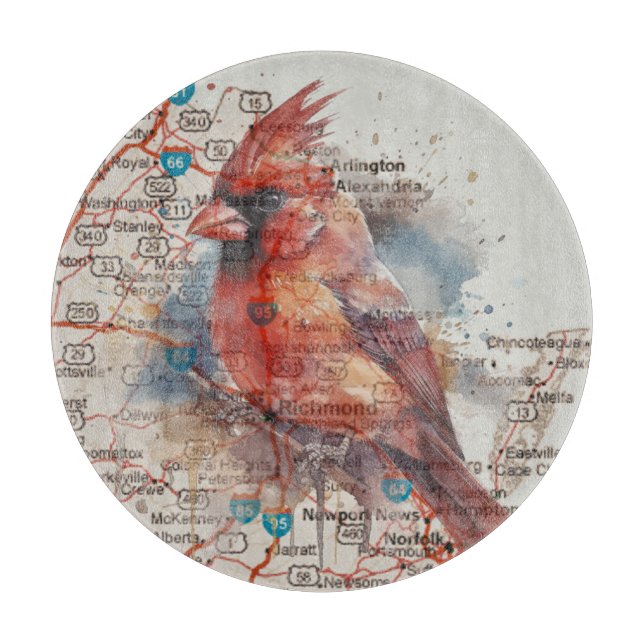 Cardinal on Virginia Road Map customisable Cutting Board (Front)
