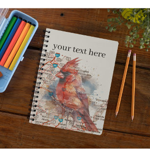 Cardinal on Virginia Road Map customisable Notebook