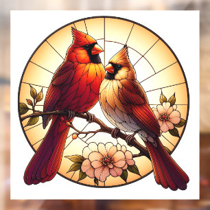Cardinal Pair Stained Glass Window Cling 
