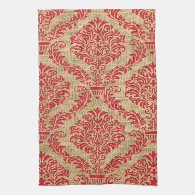 Cardinal Parisian Moods Damask Tea Towel (Vertical)