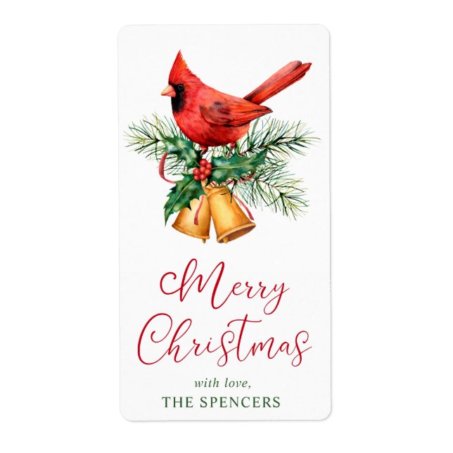 Cardinal Personalised Christmas Gift Tags (Front)