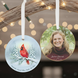 Cardinal Photo Memorial Keepsake Custom Christmas Ornament