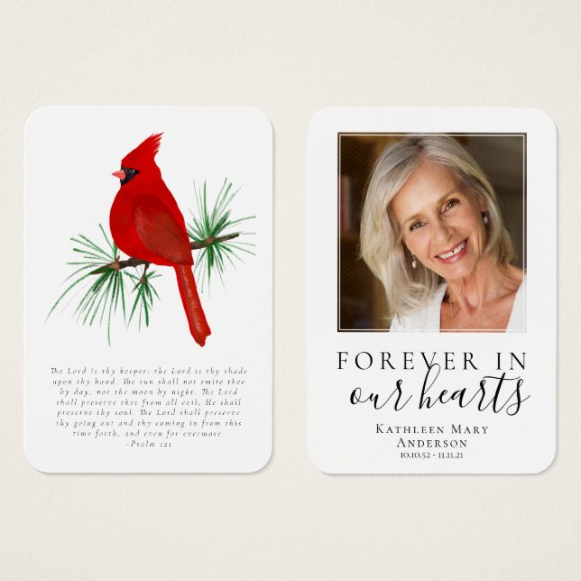 Cardinal Photo Memorial Prayer Card (Front & Back)