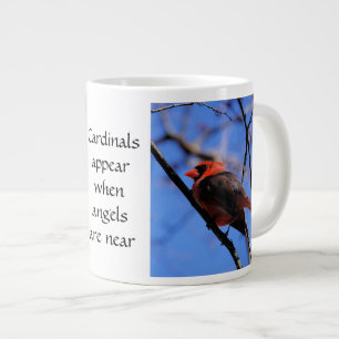 Cardinal Photo & Quote: Angels are near! Large Coffee Mug