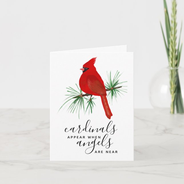 Cardinal Photo Sympathy Funeral Thank You Card (Front)