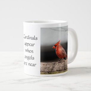 Cardinal Photos & Quote: Angels are near! Large Coffee Mug