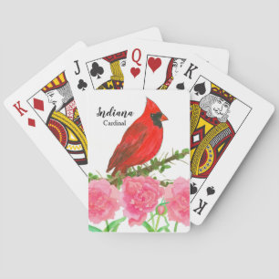 Cardinal Pink Peonies Indiana Souvenir Playing Cards