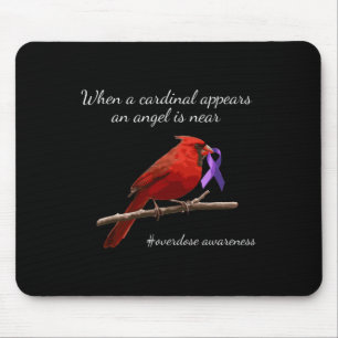 Cardinal Purple Ribbon Overdose Awareness Angel Mouse Pad