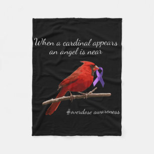 Cardinal Purples Ribbon Overdose Awareness Angel Fleece Blanket
