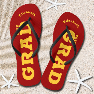 Cardinal Red and Gold Graduation Senior Class Jandals