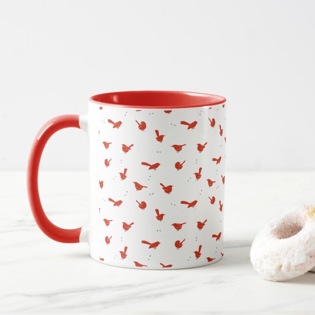 Cardinal Red Bird Coffee Mug (With Donut)