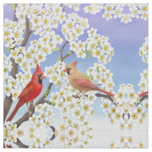 Cardinal Red Bird Couple Fabric