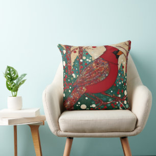 Cardinal Red Bird Cushion