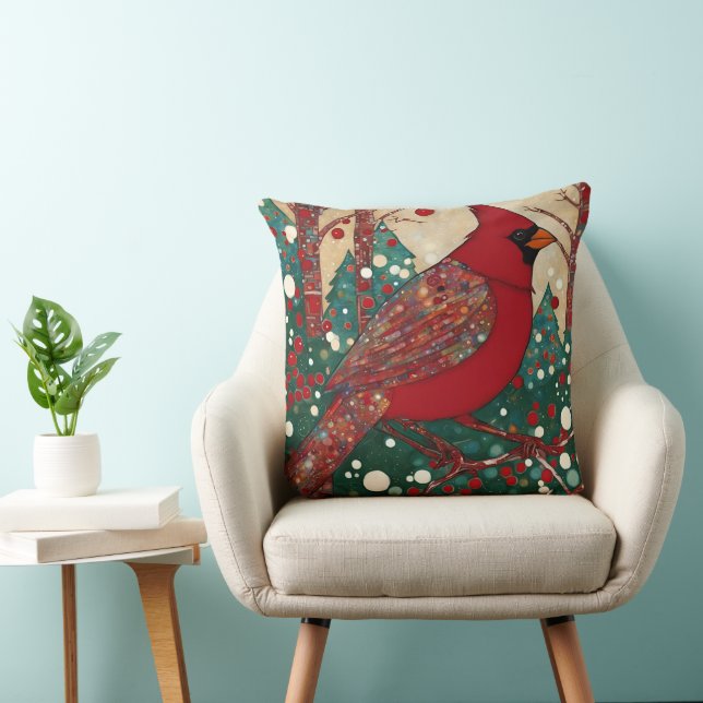 Cardinal Red Bird Cushion (Chair)