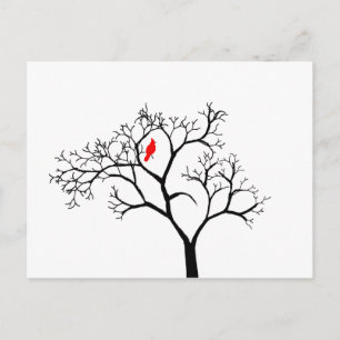 Cardinal Red Bird in Snowy Winter Tree Postcard