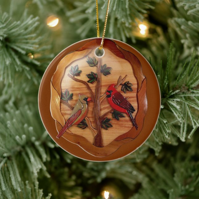 Cardinal Red Bird Memorial sympathy remembrance Ceramic Tree Decoration (Tree)
