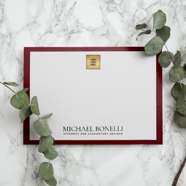 Cardinal Red Leather Gold SQUARE Logo Monogram Card (Creator Uploaded)