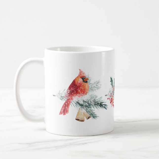 Cardinal Red Robin Pine Red Berry Mug (Left)